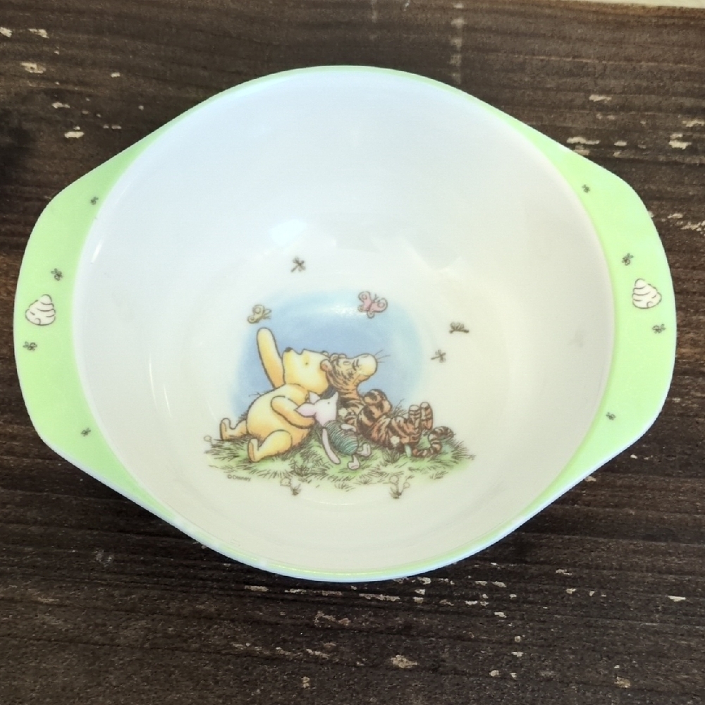 Winnie the Pooh Green and White The First Year Bowl with Handles